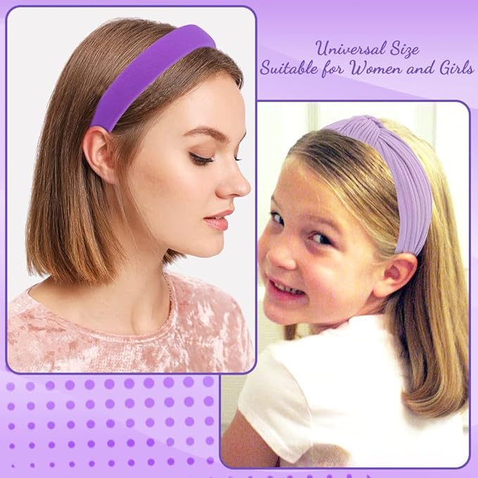 AHONEY 7 Pack Purple Headbands for Girls Women Headbands Non Slip Hairbands Lavender Hair Accessories Multi-style Rapunzel Headband Pack Diademas Para Mujer