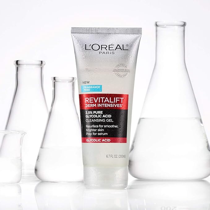 L'Oreal Paris Revitalift 3.5% Pure Glycolic Acid Brightening Cleansing Gel wth Salicylic Acid 6.7 fl oz,(Pack of 2)