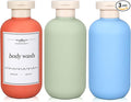 ASEVAT 6.7oz Airtight Plastic Travel Shampoo Bottles, Travel Shampoo and Conditioner Bottles Refillable, Empty Squeeze Bottle, Hand Soap Dispenser for Vacation, Gym, Lotion(OrangeGreenBlue)
