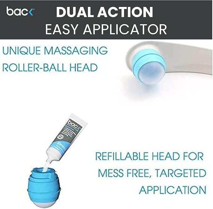 Back Easy Lotion Applicator for applying Your Favorite Topical Gel or Cream to Hard to Reach Places. Easy to use & Refill!