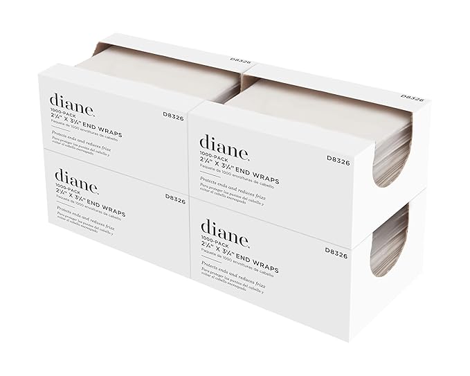 Diane End Wraps for Styling Hair in Salon or at Home 2.25 inch x 3.25 inch, White, Pack of 4, 4000 total wraps