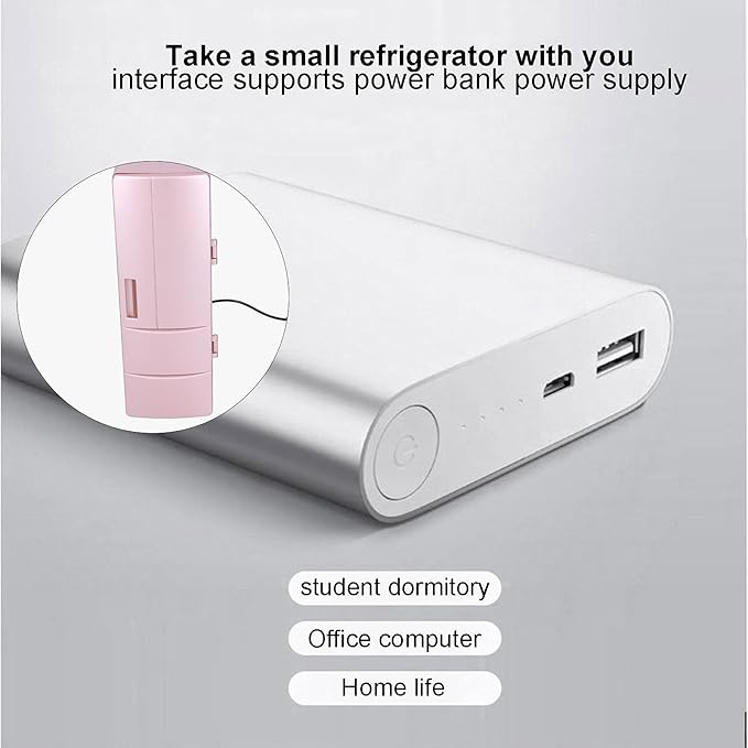 Topyond Mini Refrigerator 12 x 8.5 x 25cm, Small Fridge, Compact Mini Fridge for Bedroom, USB Portable Heat Preservation and Cold Storage Dual Use Refrigerator for Home Bedroom Car