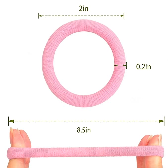 No Damage Hair Ties, 120 PCS Soft Seamless Cotton & Nylon Elastic Ponytail Holders, Hair Bands for Thick Hair, Hair Accessories for Girls & Women (Multicolor)