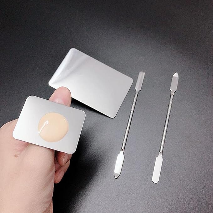 InfantLY Bright Nail Art Painting Mixed Color Palette Mixing Cosmetic Ring Palette，Mixing Makeup Palette Small Stainless Steel Makeup Cream Foundation Finger Plate Metal Cosmetic Mixing Blending Tray