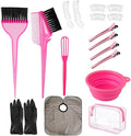 Hair Dye Color Brush and Bowl Set, Color Bowl Brushes Tool Mixing Bowl Kit Tint Comb for Hair Tint Dying Coloring Applicator (Gray&Pink)