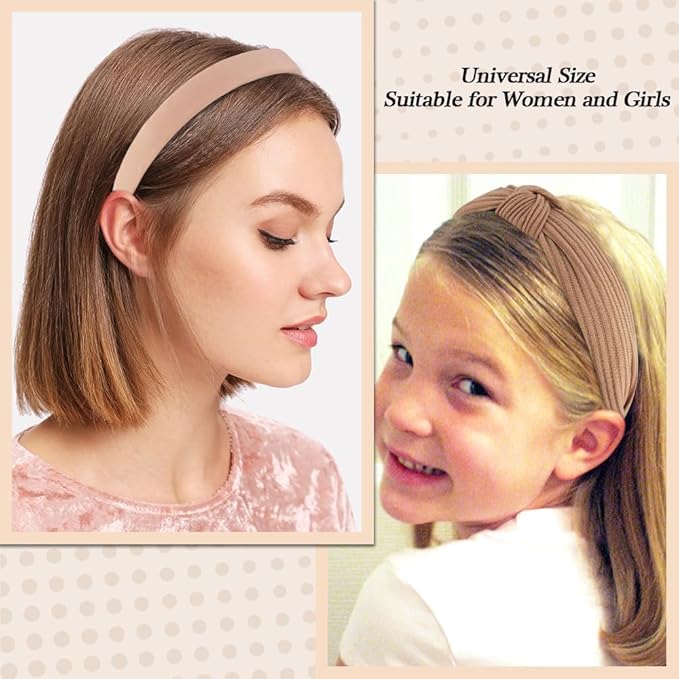 AHONEY 7 Pack Headbands for Women Girls Headbands Trendy Non Slip Hairbands Fashion Hair Accessories Multi-style Headband Pack Diademas Para Mujer (Neutral)