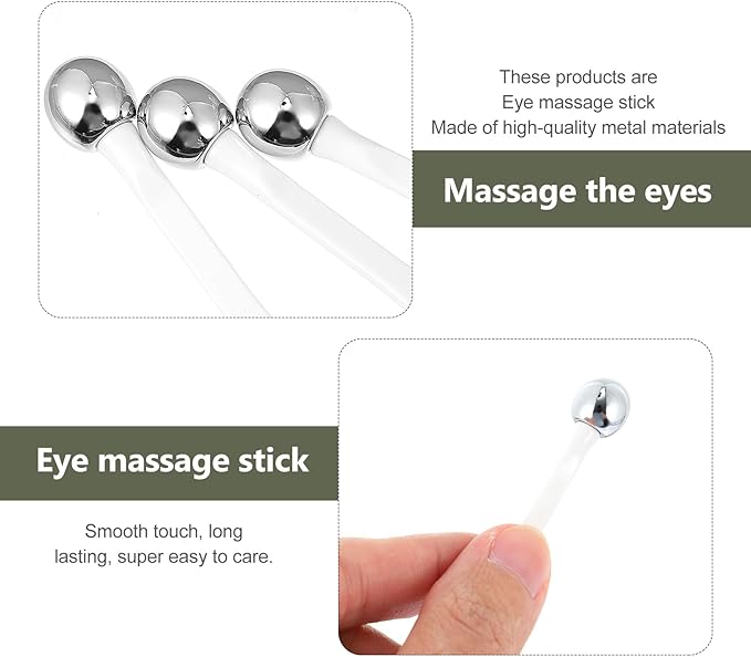 EXCEART 6pcs Eye Cream Applicators Face Eye Roller Massage Care Applicator Wand Stick Metal Cream Roller Wand