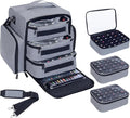 Nail Polish Organizer Storage Box, Holds 90 Bottles of Nail Polish, Portable Travel Case with 3 Separate Storage Bags, Can Be Used for Nail Art Supplies, Manicurists, etc Grey