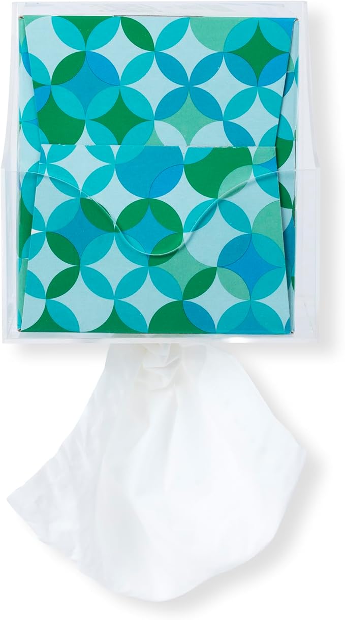 Facial Tissue Box Holder for Wall, Under Cabinet or Desk, RV, Bathroom, Small Spaces - Acrylic Wall Mounted Square Box Dispenser, Face Down or Sideways in Tight Areas