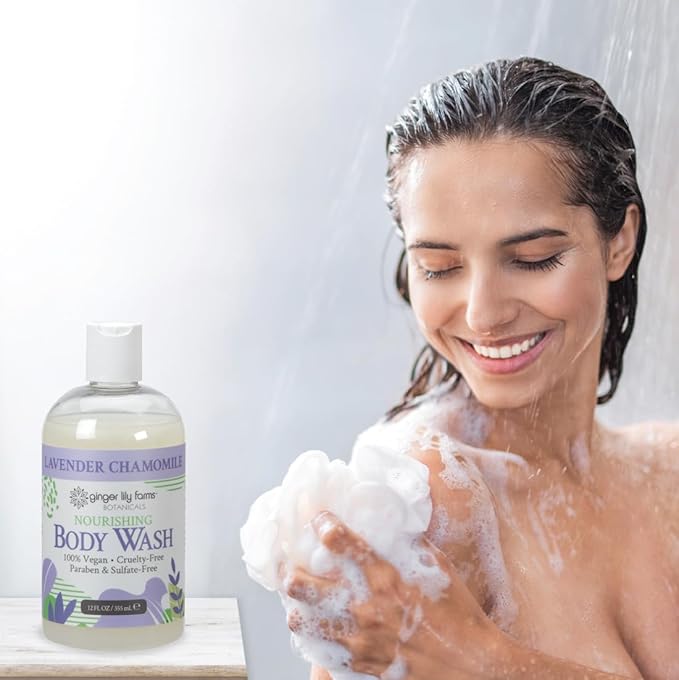 Ginger Lily Farms Botanicals Nourishing Body Wash, 100% Vegan & Cruelty-Free, Lavender Chamomile Scent, 12 Fl Oz