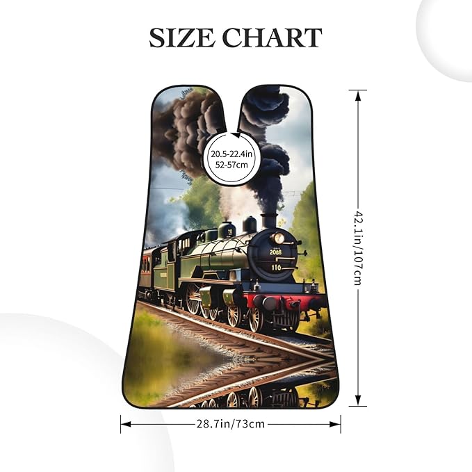 Steam Little Train Print Beard Bib Apron For Men, Beard Hair Catcher For Men Shaving Trimming,Beard Cape Cloth, Black