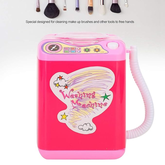 Simulation Electric Makeup Brush Cleaner Automatic Sponge Puff Washing Machine Cosmetic Tool for Kids Adults Rose Red