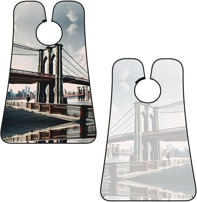 Brooklyn Bridge Print Beard Bib Shaving Apron, Beard Hair Trimming Cape Gift For Dad
