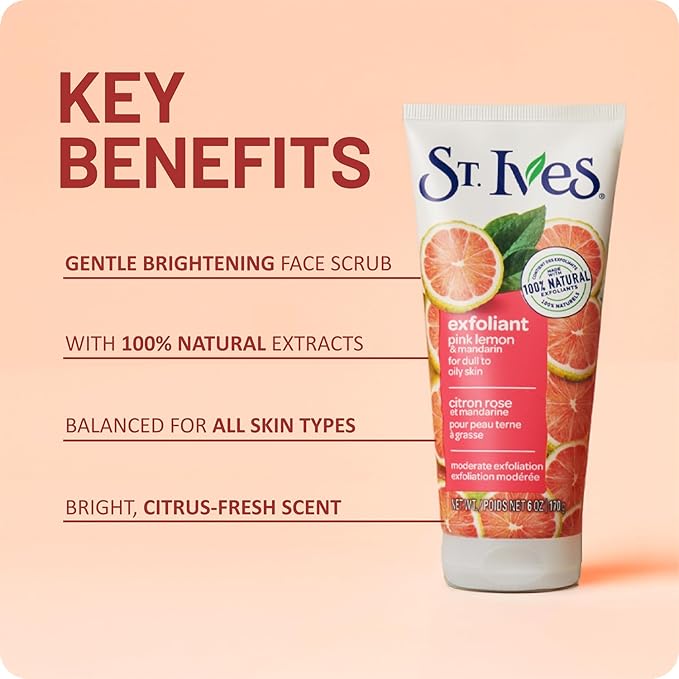 St Ives Scrub, Even & Bright Pink Lemon & Mandarin Orange 6 Ounce (Pack of 3) by St. Ives