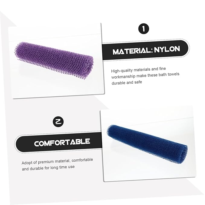 3pcs Bathroom Towels Back Scrubbers Exfoliating Bath Cloth Wash Massage Mitts and Long Straps for Back Rubbing