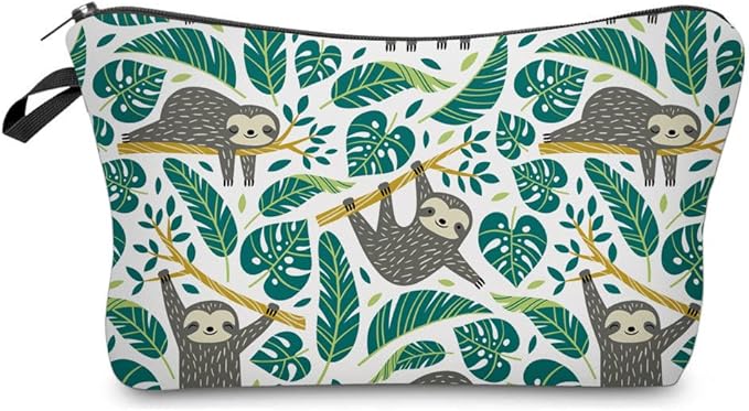 Deanfun Makeup Case Small, Cosmetic Zipper Bag Waterproof for Purse Mini, Women Cute Traveling Accessories Pouch for Ladies Thanksgiving Sloth D2-51476