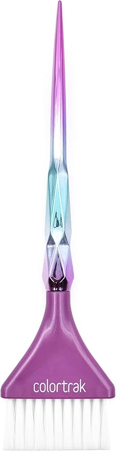 Colortrak The Aurora Collection Wide Color Brushes, Gem-Cut Handle, Tapered End, Stain-Free Metallic Finish, Matches Other The Aurora Collection Products, 2 Pack - 1xFirm Bristle, 1xFeather Bristle