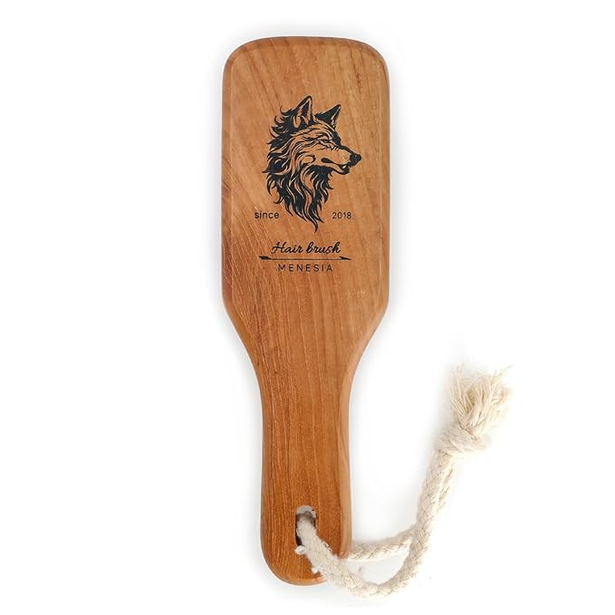 Soft Bristle Brush - Boar Bristle for Men and Women, Slicking Back, Fine and Sleek Hair - Beard Brush (wolf)