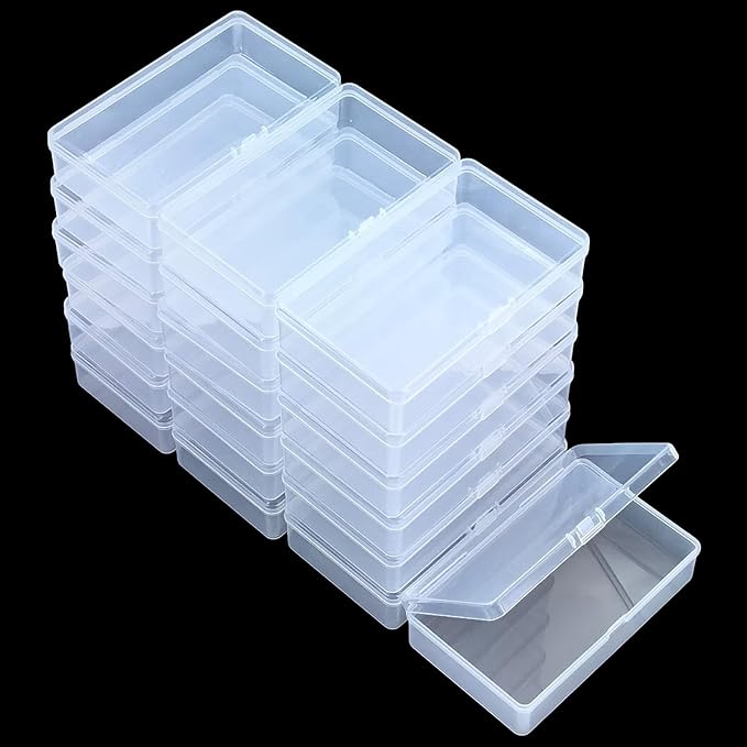 19 Pack Rectangular Clear Plastic Storage Containers Box with Hinged Lid for Beads and Other Small Craft Items (5.7 x 3.35 x 1.38 inch)