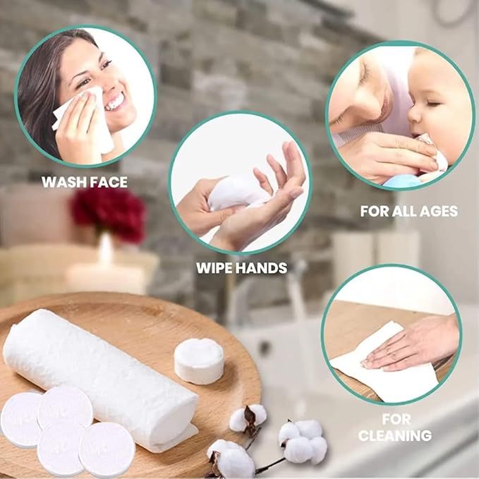 100 PCS Canned Compressed Face Towels,Compressed towels for travel,Disposable Napkins Mini Magic Coin Tissues Portable for Camping Home,Beauty Travel,Sports Outdoor.