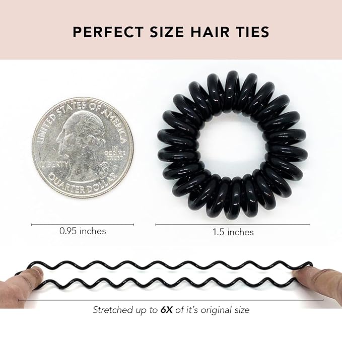 Kitsch Spiral Hair Ties for Women – Coiled Plastic Hair Ties No Damage, Ponytail Holders for Thick and Thin Hair – Creaseless and Dent-Free, Phone Cord Style | Ideal Gifts for Women - Brunette, 4 Pcs