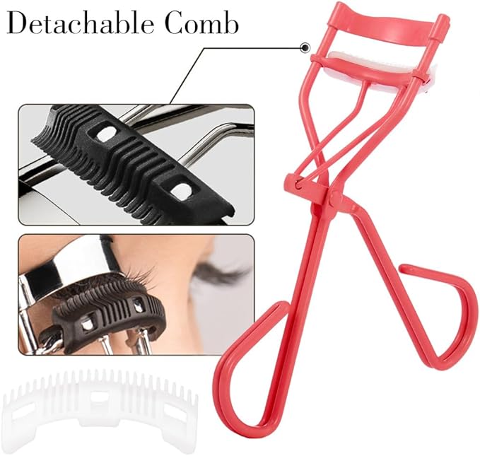 Uranian Eyelash Curlers with Built-in Comb Lash Curler with Comb Eyelash Curler with 2 Silicone Refill Pads Premium Lash Curler Makeup Tool for Women and Girls