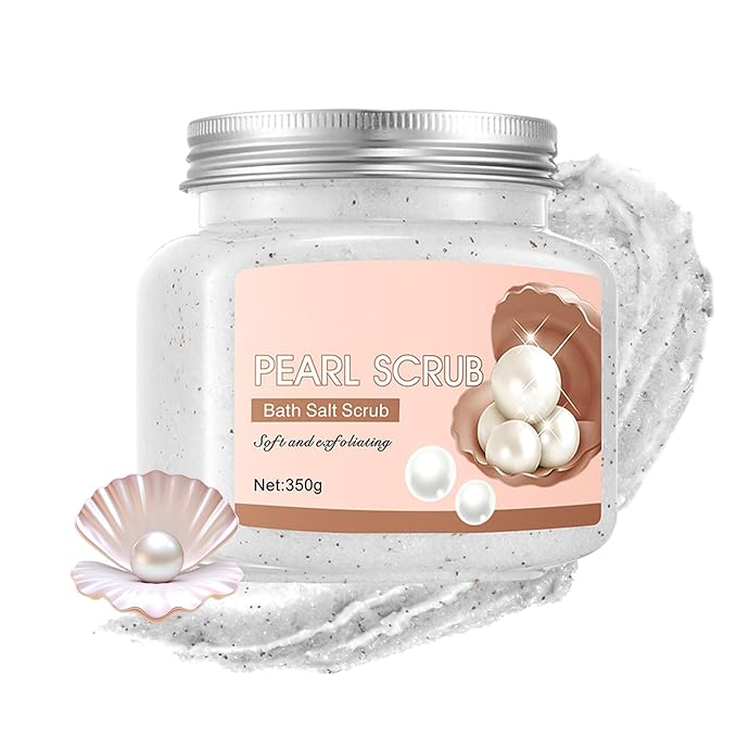 Pearl Body Exfoliator, Deep Cleaning Exfoliating Body Scrub, Moisturizing Nourishing Salt Rose Body Scrub, 350 g