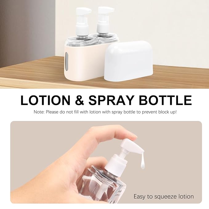 Skycase Travel Bottles - Leak Proof Refillable TSA Approved Travel Size Toiletries, 2 in 1 Liquid Bottles Containers with Labels and Funnel Airplane Accessories Kits for Lotion Liquid (White)