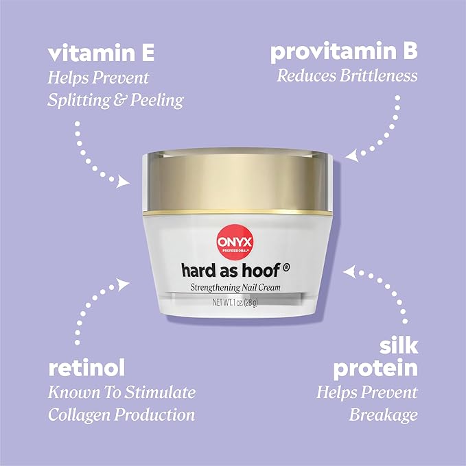 Onyx Professional Hard as Hoof Nail Strengthening Cream, Shea Butter Scent - Nail Growth & Conditioning Cuticle Cream Stops Splits, Chips, Cracks & Strengthens Nails, 1 oz
