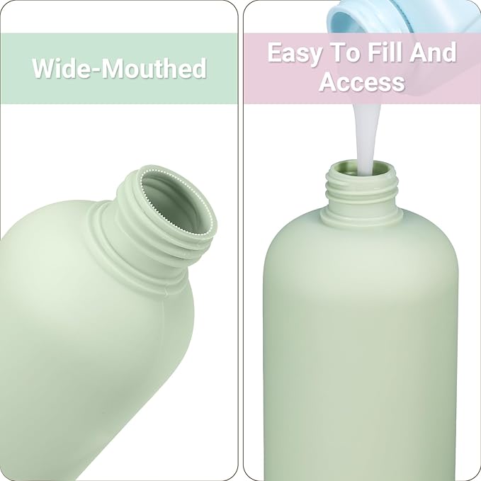 ASEVAT 10 oz Travel Refillable Shampoo and Conditioner Bottles, Travel Bottles for Toiletries, Plastic Squeeze Bottles with Flip Cap for Lotion, Liquids (3Pcs)