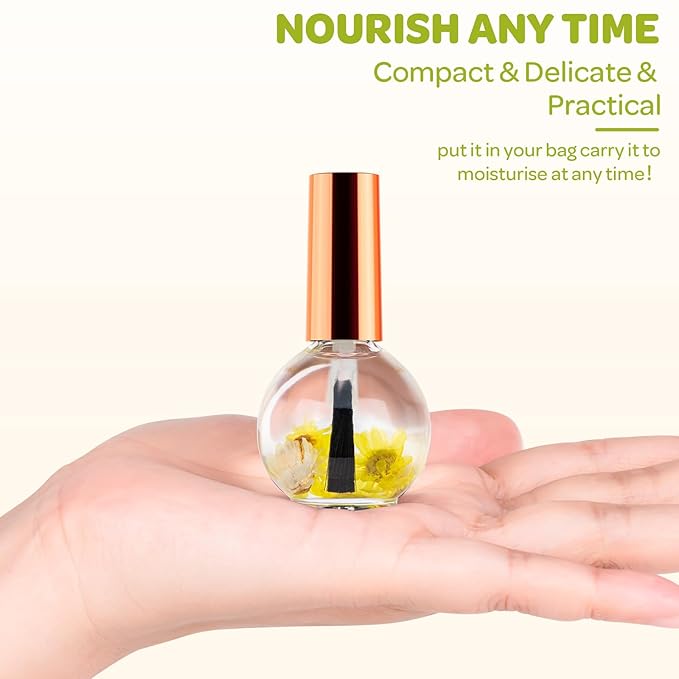 JIASHENG Cuticle Oil, Scented Cuticle Nail Oil Infused with Real Flowers, Hydrates, Moisturizes, Strengthens, Repairs, Revitalizing Cuticle Oils for Nails Damage Dry Cuticle, Vanilla, 15ml