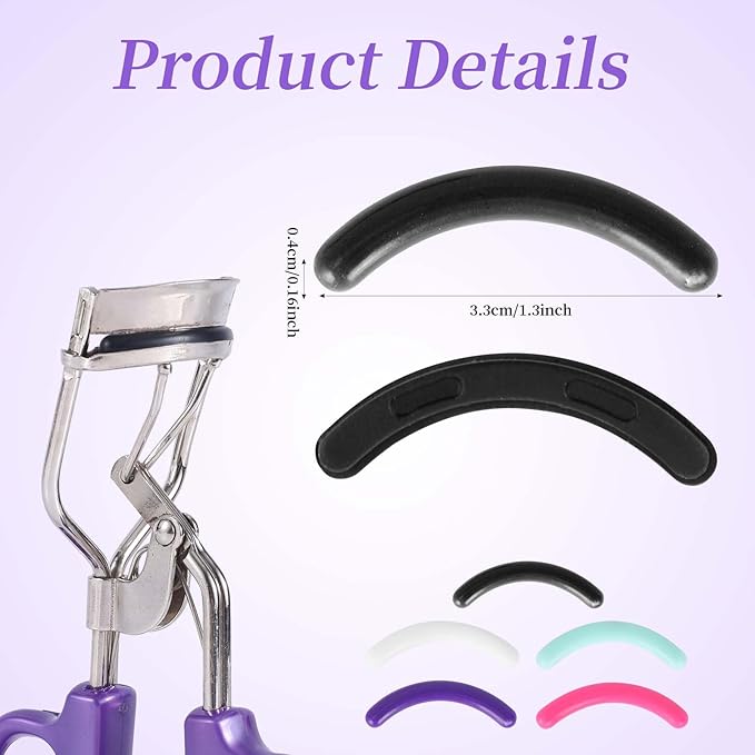 100pcs Replacement Eyelash Curler Refills for Tweezerman, Rubber Eye Lash Curler Pads for Enhanced Comfort and Curl (5 Colors)