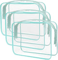 Buminee Clear Travel Bags for Toiletries, Makeup Bags, Cosmetic Bags, 6.3"" x1.77 x5.1 Plastic Toiletry Bag, Clear Pouch, Cosmetic Bag for Women and Men-3 Pack Blue