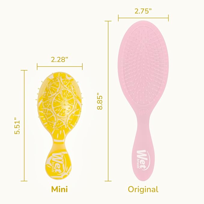 Wet Brush Mini Detangler Hair Brush, Lemon (Tutti Fruitti), Detangling Travel Hairbrush, Ultra-Soft IntelliFlex Bristles Glide Through Tangles with Ease, Pain-Free, All Hair Types, Limited Edition