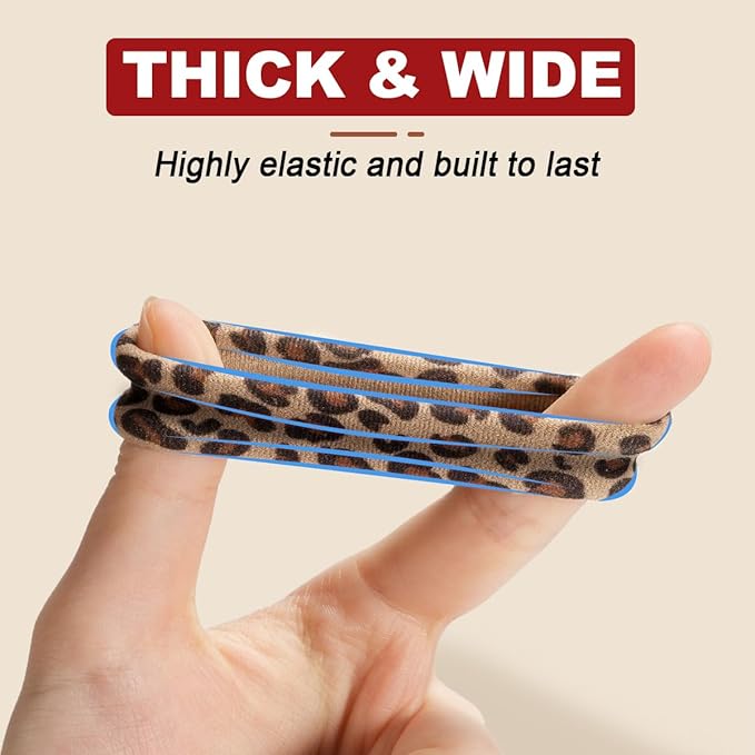 150PCS Hair Ties, IKOCO Hair Ties for Women No Damage, Cotton Seamless Ponytail Holders for Thick Hair, Leopard Animal Print