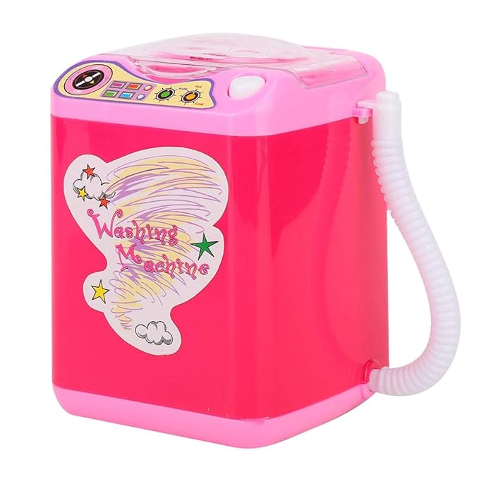 Simulation Electric Makeup Brush Cleaner Automatic Sponge Puff Washing Machine Cosmetic Tool for Kids Adults Rose Red