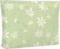 Cute Elegent Floral Flower Makeup Pouch for Women Small Make Up Bag for Purse Zipper Initial Makeup Cosmetic Bags Pouches for Purse Aesthetic Travel Toiletry Bags, Green Daisy