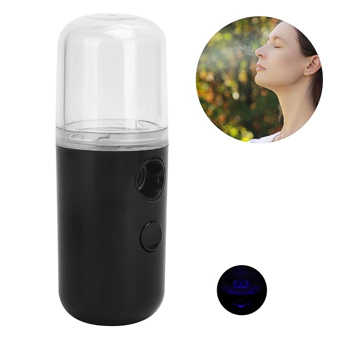 Nano Facial Mister, Mini Facial Steamer Face Humidifier Portable Sprayer, Handheld Face Mist Sprayer Rechargeable Moisturizing Hydrating Face Humidifier Sprayer (Black)