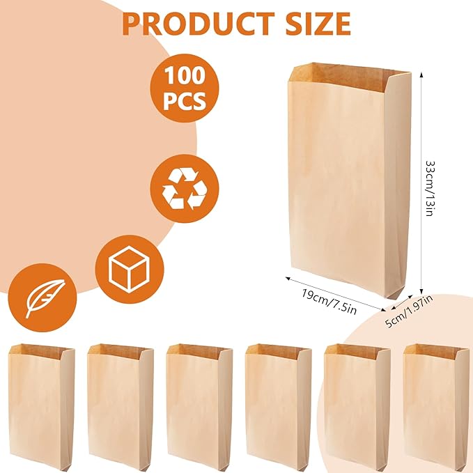 100 PCS Wax Paper Bags, Brown Lawn & Bathroom Tampon Disposal Bags, 7.5 x 10 Inch, Mini, Suitable for Bedroom, Bathroom, Toilet, Living Room