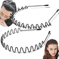 Zig Zag & Wave Metal Headband Set – High & Low Profile Textured Hair Bands | For Thick/Long & Fine/Short Hair | for Yoga Skincare Sport & Daily Use Complete Hair Accessory Gifts