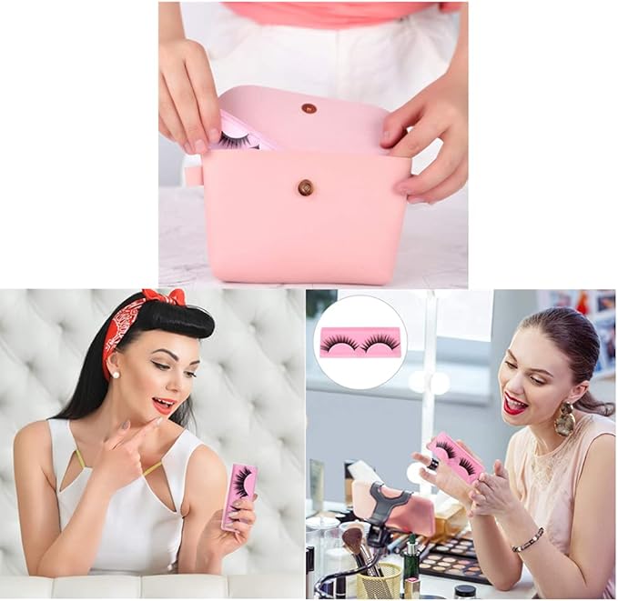 50Pcs False Eyelash Case Lash Boxes Packaging Wholesale Eyelash Holder Storage Box Empty Plastic Case Unit Container Makeup Organizer for Cosmetic Tools(Pink3.26* x 1.22 x 0.39in)