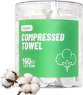 icepac Compressed Towels, Camping, Disposable Face Compressed Towels, Magic Towel, Compressed Towel for Travel, Camping,Hiking (8x9in) (White 160)