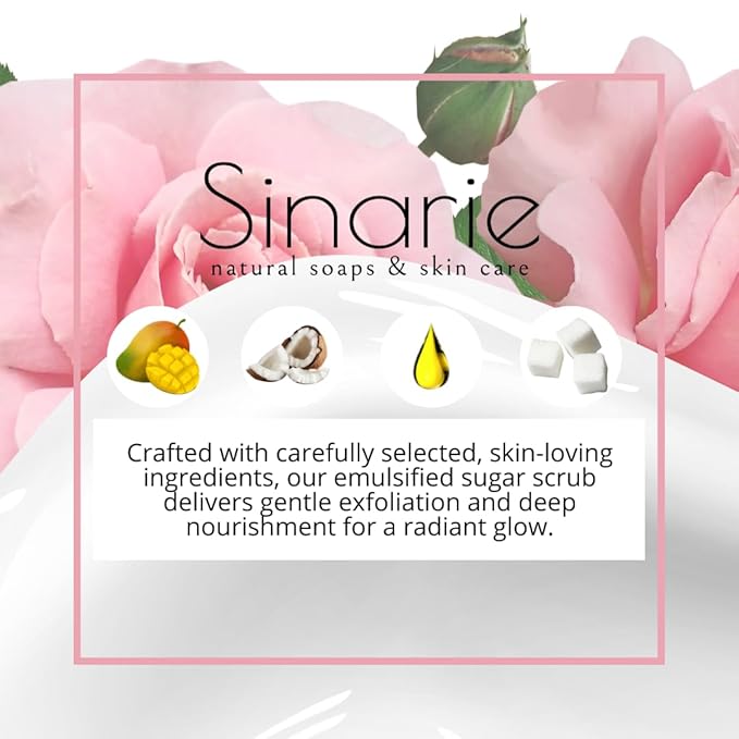 Exfoliating Sugar Scrub for Body – Hydrating Moisturizing Body Polish with Natural Oils – Gentle Spa Skincare for Smooth, Glowing Skin (5 oz., Rose Garden (Rose, Palo Santo & Sandalwood))