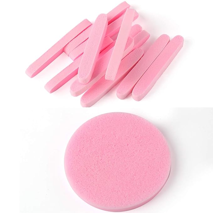 Facial Sponge Compressed,240 Count PVA Professional Makeup Removal Wash Round Face Sponge Spa Pads Exfoliating Cleansing for Women,Pink