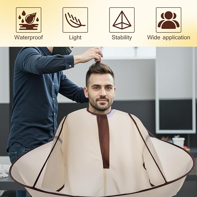 FRCOLOR Hair Cutting Cape for Adults with Hair Cut Catcher Lightweight Haircut Clothes 32X35X90 Inch Foldable Umbrella Style Salon Cape for Home and Professional Use