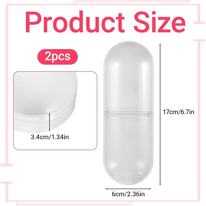 2 Pcs Travel Qtips Case with Dustproof Lid Portable Small Dental Floss Holder Cotton Pad Holder Clear Plastic Cotton Swab Makeup Pads Storage