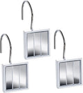 Creative Scents Quilted Mirror White Shower Curtain Hooks - Set of 12 Shower Curtain Rings Durable Sturdy Constructed - Decorative Smooth Gliding Shower Hooks for Shower Curtain