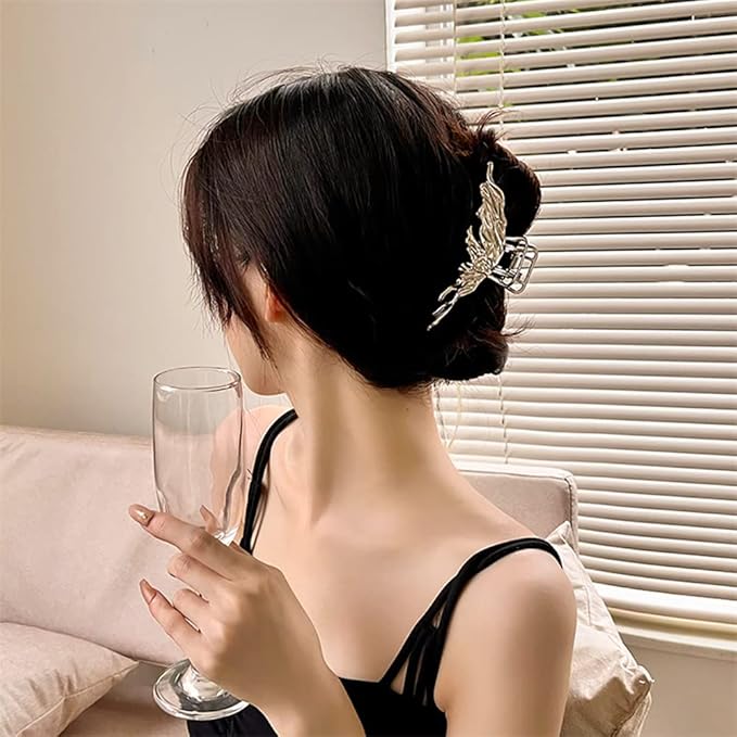 2 Pcs Large Metal Hair Claw Clips - Personality Nonslip Silver Hair Clamps,Perfect Jaw Hair Clamps For Women And Thinner-Thick Hair Styling-Strong Hold Hair-Fashion Hair Accessories (style3)