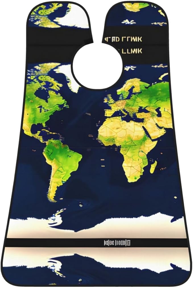 World Map Print Beard Bib Apron For Men, Beard Hair Catcher For Men Shaving Trimming,Beard Cape Cloth