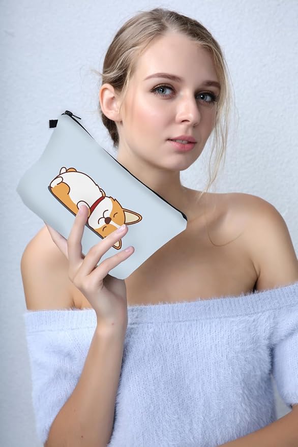Deanfun Small Makeup Case - Cute and Waterproof Cosmetic Bag for Women(Corgi D5-55061)